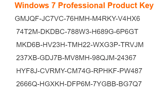Windows 7 pro 32 bit product key free